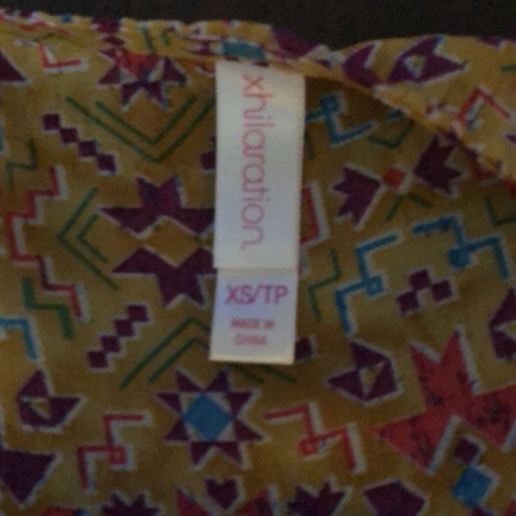 Xhilaration Yellow Multicolor Long Tunic Batsleeve Semi-Sheer Kimono Top XS - Picture 5 of 8